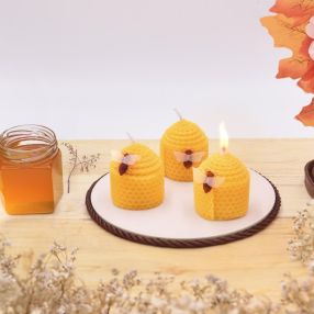 Rolled Beehive Candle Set of 3