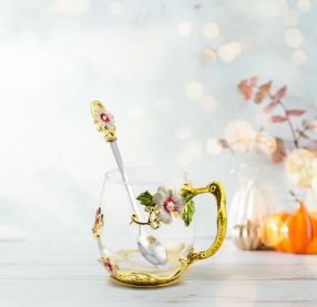 Elegant Handmade Enamel Teacup